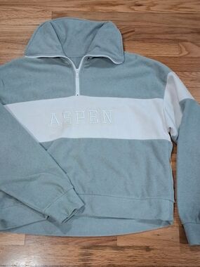 Aspen Embroidered Half-Zip Pullover Sweater - Light Gray/White